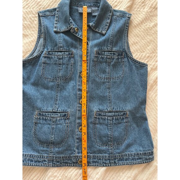Vintage Blassport Denim Vest‎ Size M – Utility Style, 100% Cotton, Snap Button - Picture 6 of 10